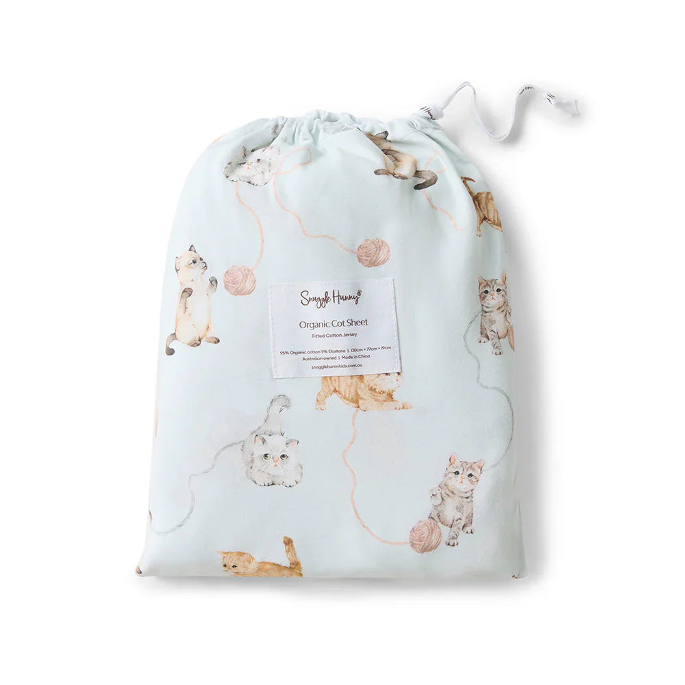 Organic Fitted Cot Sheet - Kitten