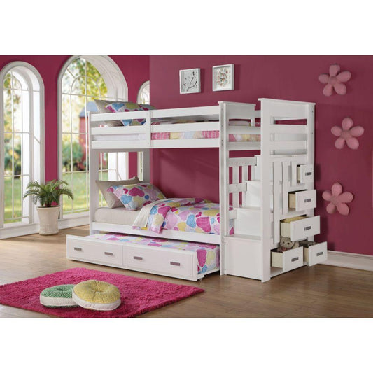 Allentown White Stairway Trundle Bunkbed