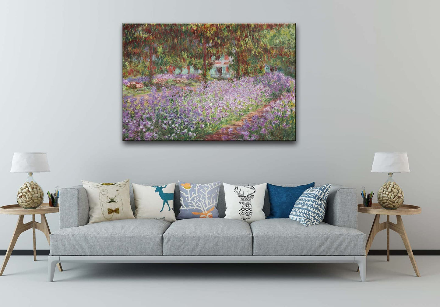 Irises in Monet's Garden. 1900 by Claude Monet - Large Canvas Art Wall Decor Painting Print Framed -24 x 36