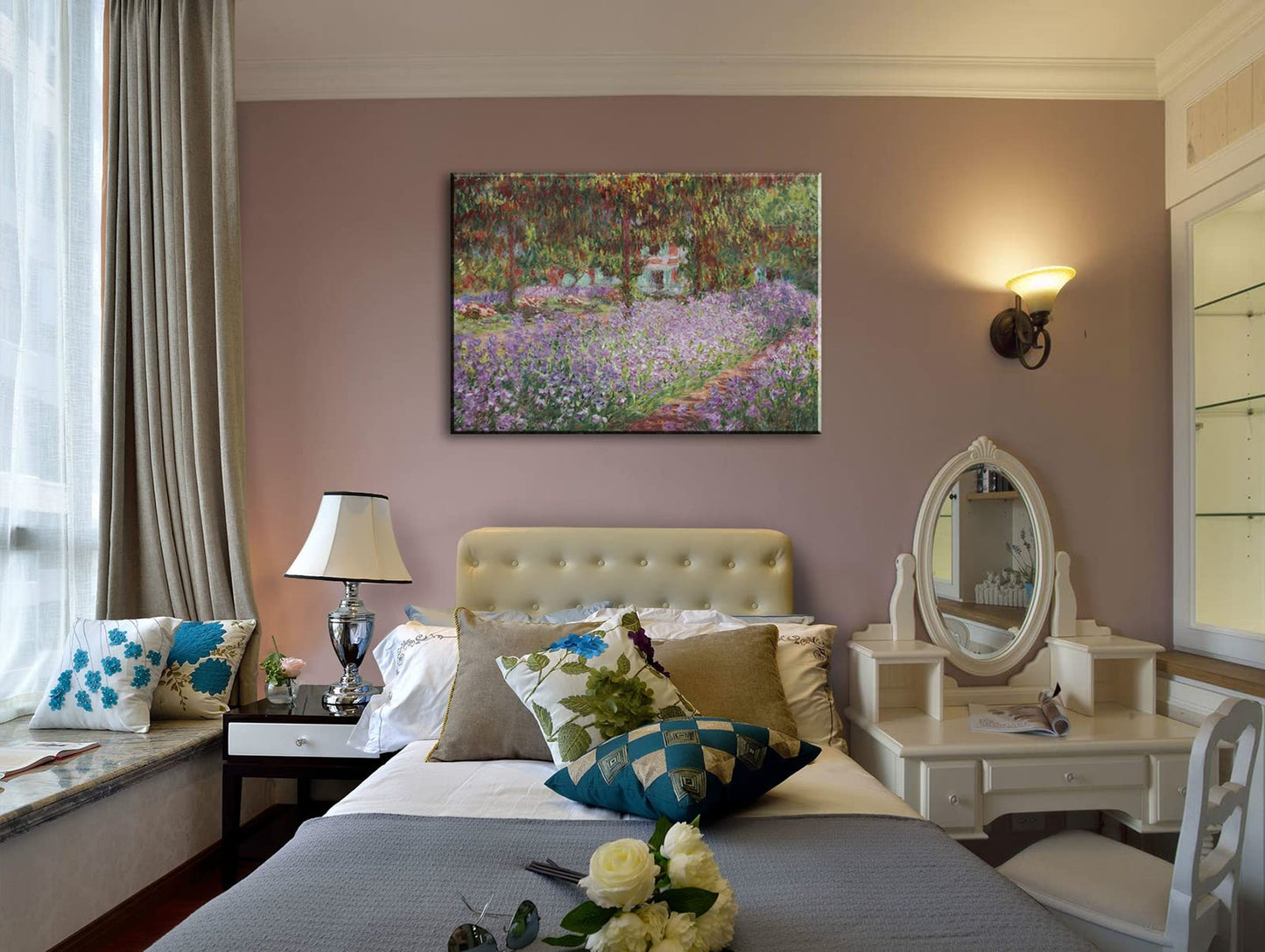 Irises in Monet's Garden. 1900 by Claude Monet - Large Canvas Art Wall Decor Painting Print Framed -24 x 36