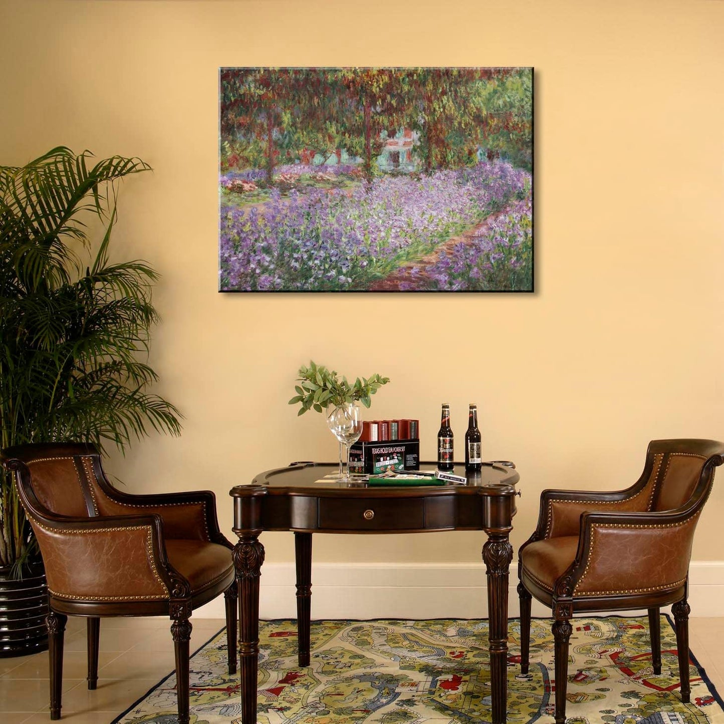 Irises in Monet's Garden. 1900 by Claude Monet - Large Canvas Art Wall Decor Painting Print Framed -24 x 36