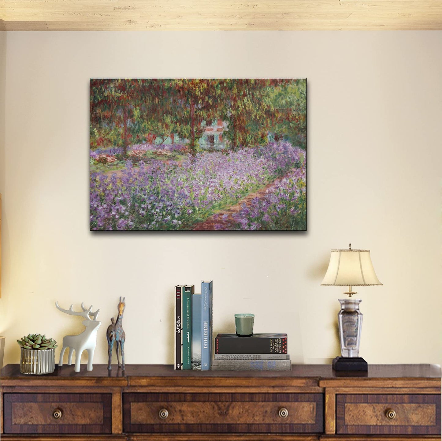 Irises in Monet's Garden. 1900 by Claude Monet - Large Canvas Art Wall Decor Painting Print Framed -24 x 36