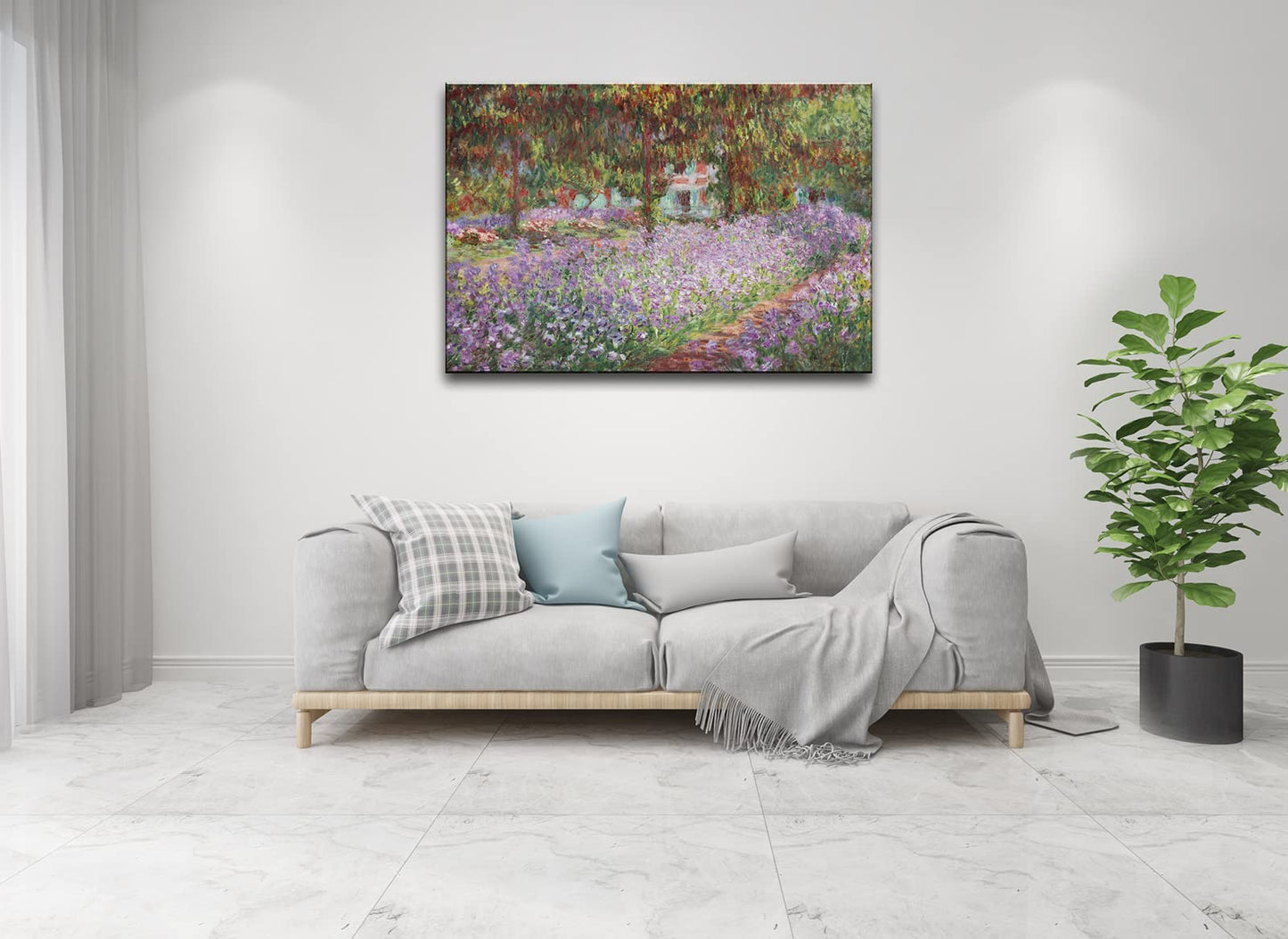 Irises in Monet's Garden. 1900 by Claude Monet - Large Canvas Art Wall Decor Painting Print Framed -24 x 36