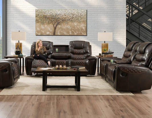 Diamondback Deep Brown Reclining Sofa and Loveseat