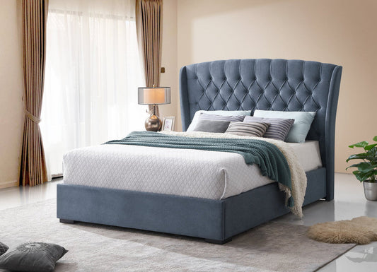 Day at the Beach Blue Upholstered Queen Platform Bed